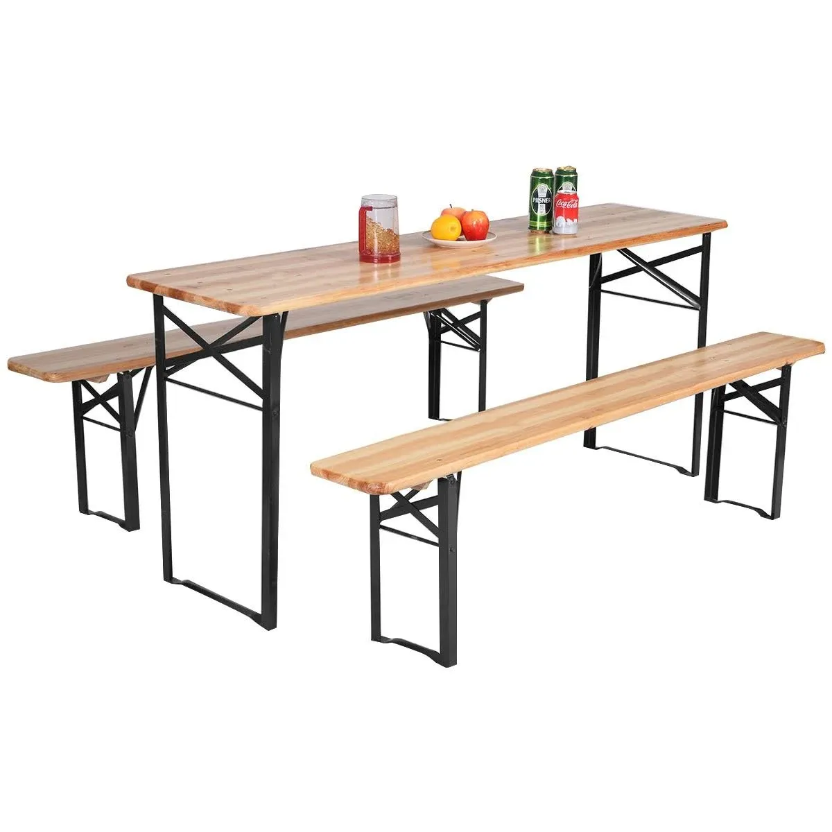 NNECW 3 Pieces Outdoor Folding Picnic Table Bench Set