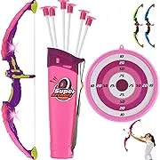 ToyVelt Kids Bow and Arrow Set with LED Lights, 10 Suction Arrows, Target & Quiver, Kids Archery Set, Toy Bow and Arrow for Kids 4-12, Bow Arrow Indoor & Outdoor, Best Gift for Boys & Girls - Green