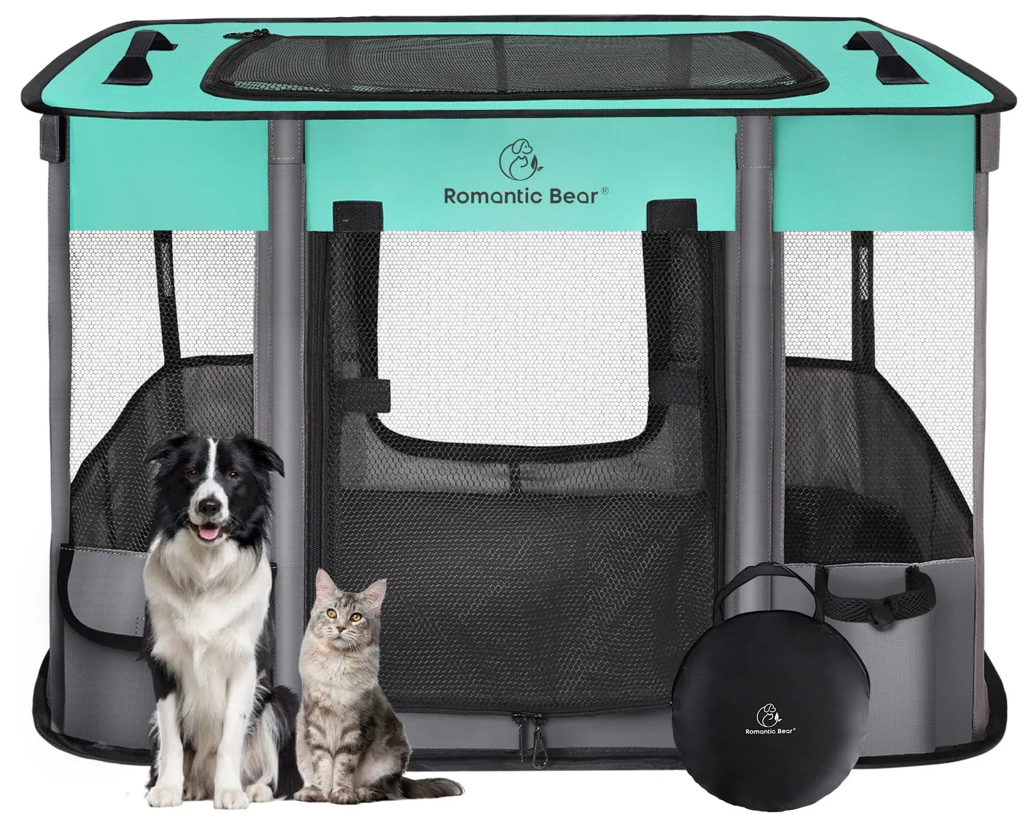 Dog Playpen,Pet Playpen, Foldable Dog Cat Playpens,Portable Exercise Kennel Tent, Water-Resistant Removable Shade Cover, Indoor Outdoor Travel Camping Use for Small Animals + Free Carrying Case