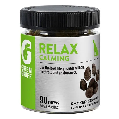 Green Gruff Relax Calming Smoked Coconut Dog Chews - Jar 90 Chewables