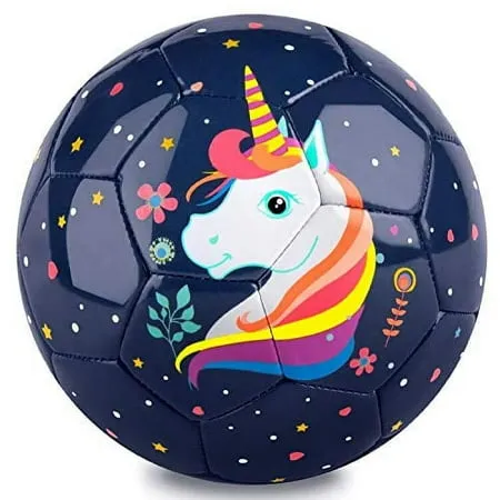 Merkapa Kids Soccer Ball Size 1, Unicorn Soccer Balls Toys for Girls Boys Toddler Child 1-8 Gift Outdoor Home Sport with Pump