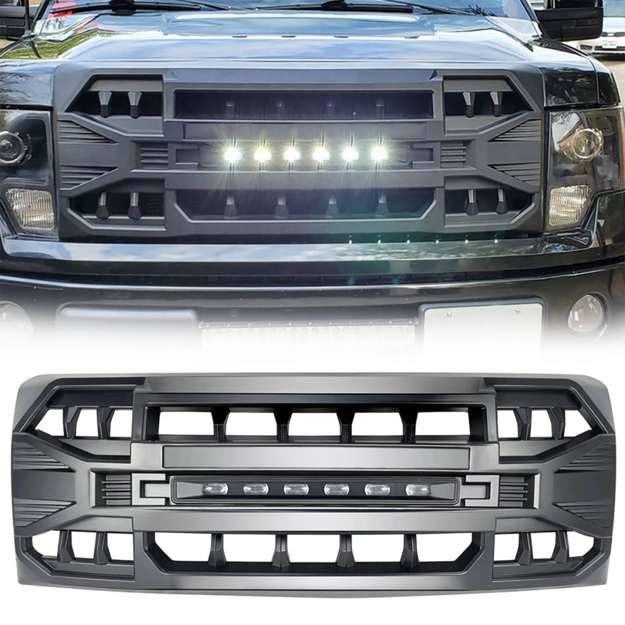 AMERICAN MODIFIED Armor Grille with Off Road Lights for 2009-2014 Ford F150