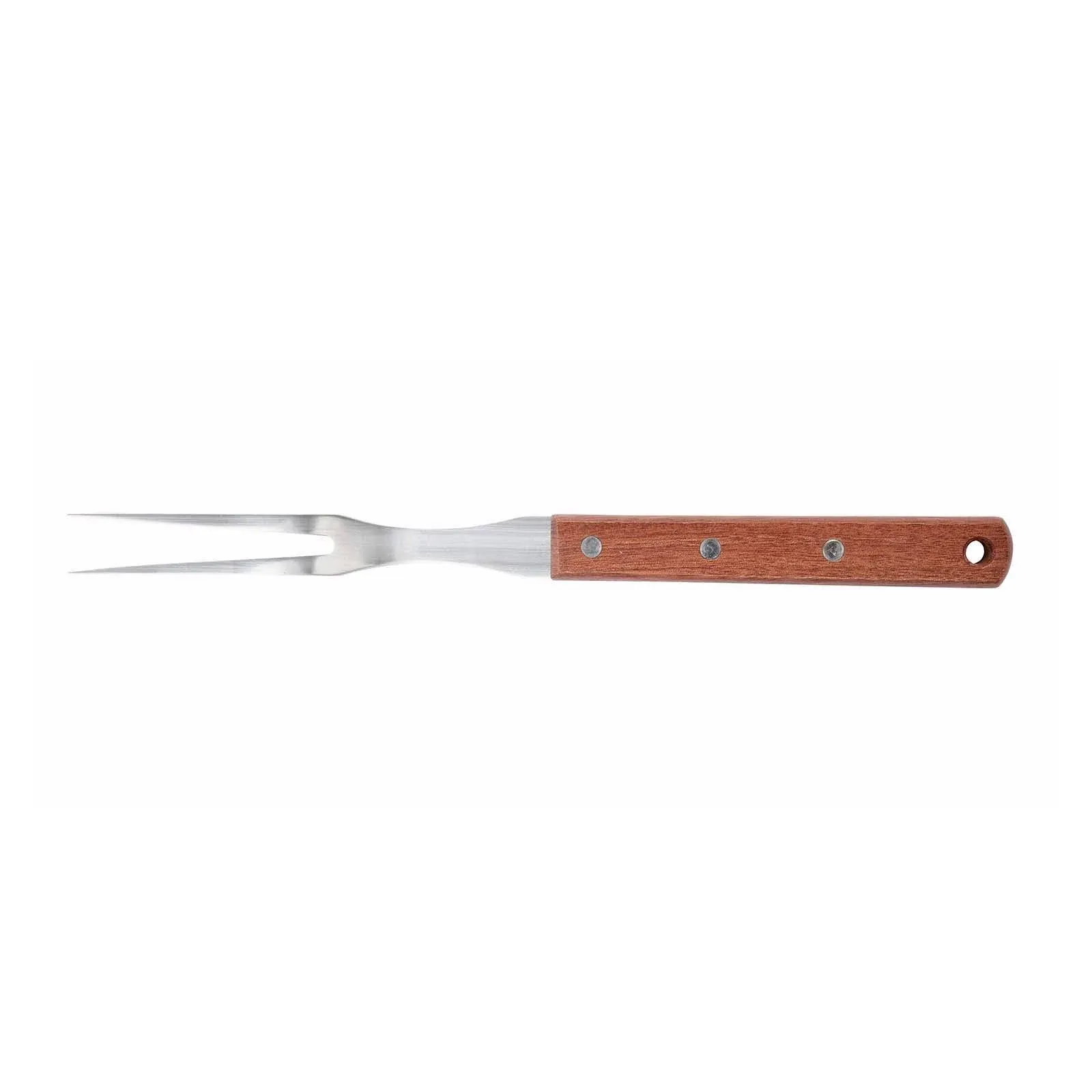 Winco 12" Stainless Steel Pot Fork with Wooden Handle, Ideal for Commercial and Home Kitchens