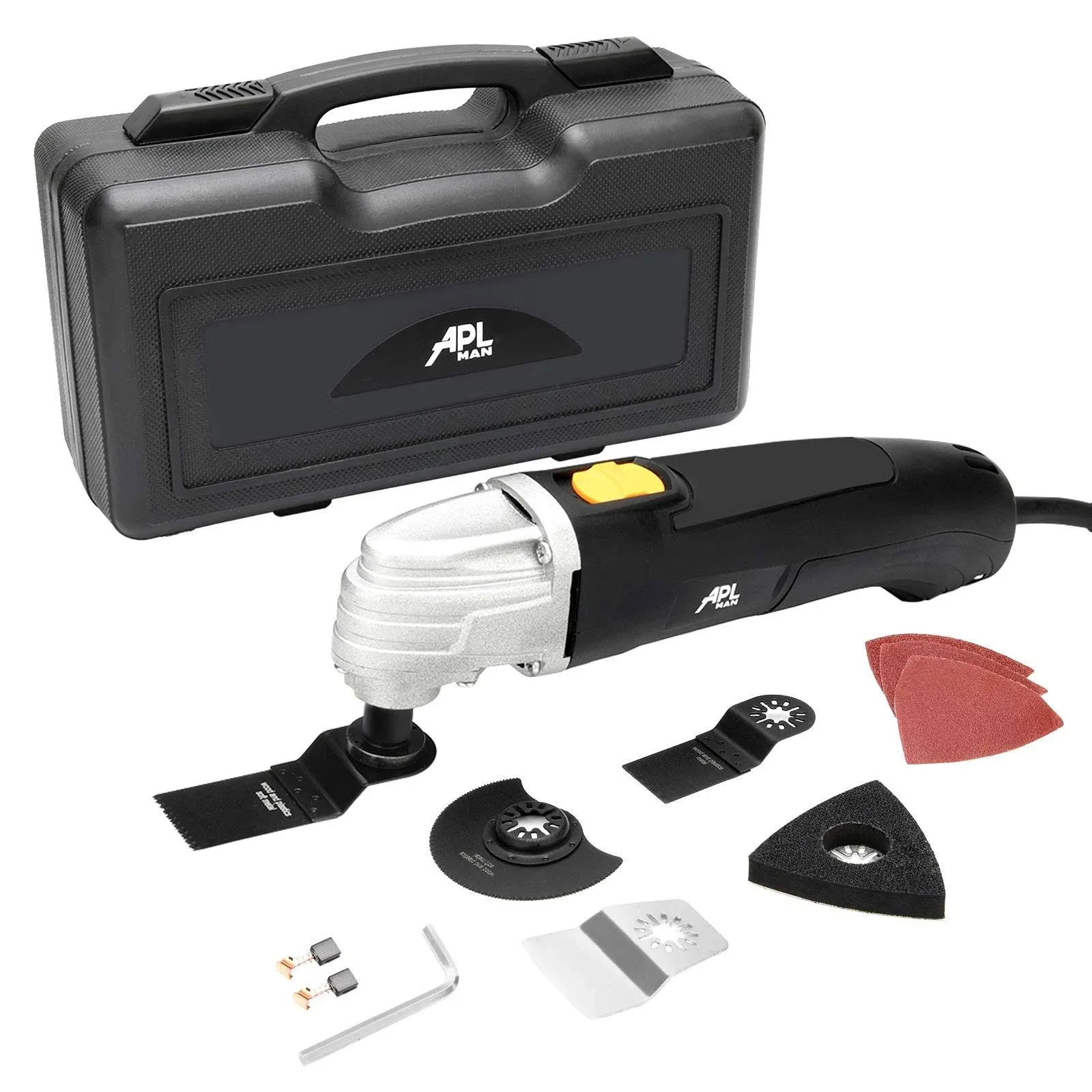 APLMAN Multi Purpose Oscillating Tool, 1.6-Amp Oscillating Multi Tool with 3.2°Oscillation Angle, Single Speed and 8 Pcs Accessories，Carrying Box