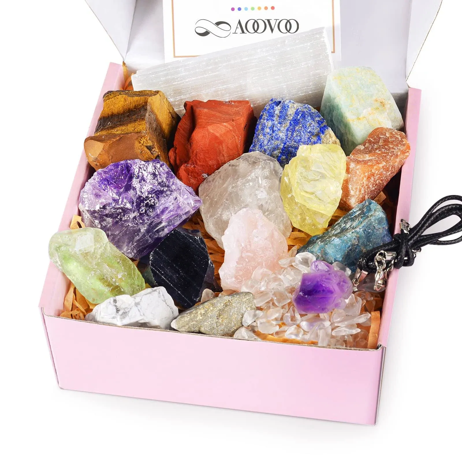 AOOVOO 17Pcs Crystals and Healing Stones Set