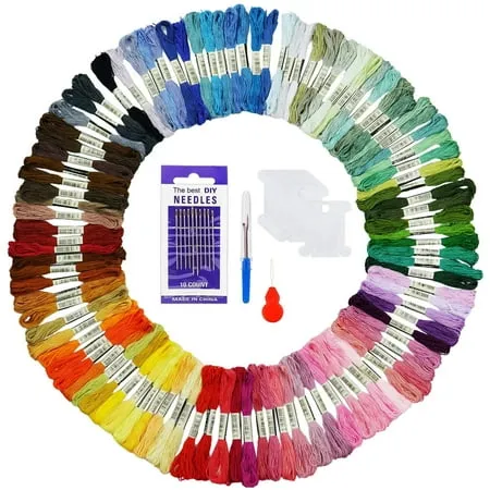 NOGIS Embroidery Floss Rainbow Color 100 Skeins Per Pack Cross Stitch Threads Friendship Bracelets Floss Crafts Floss