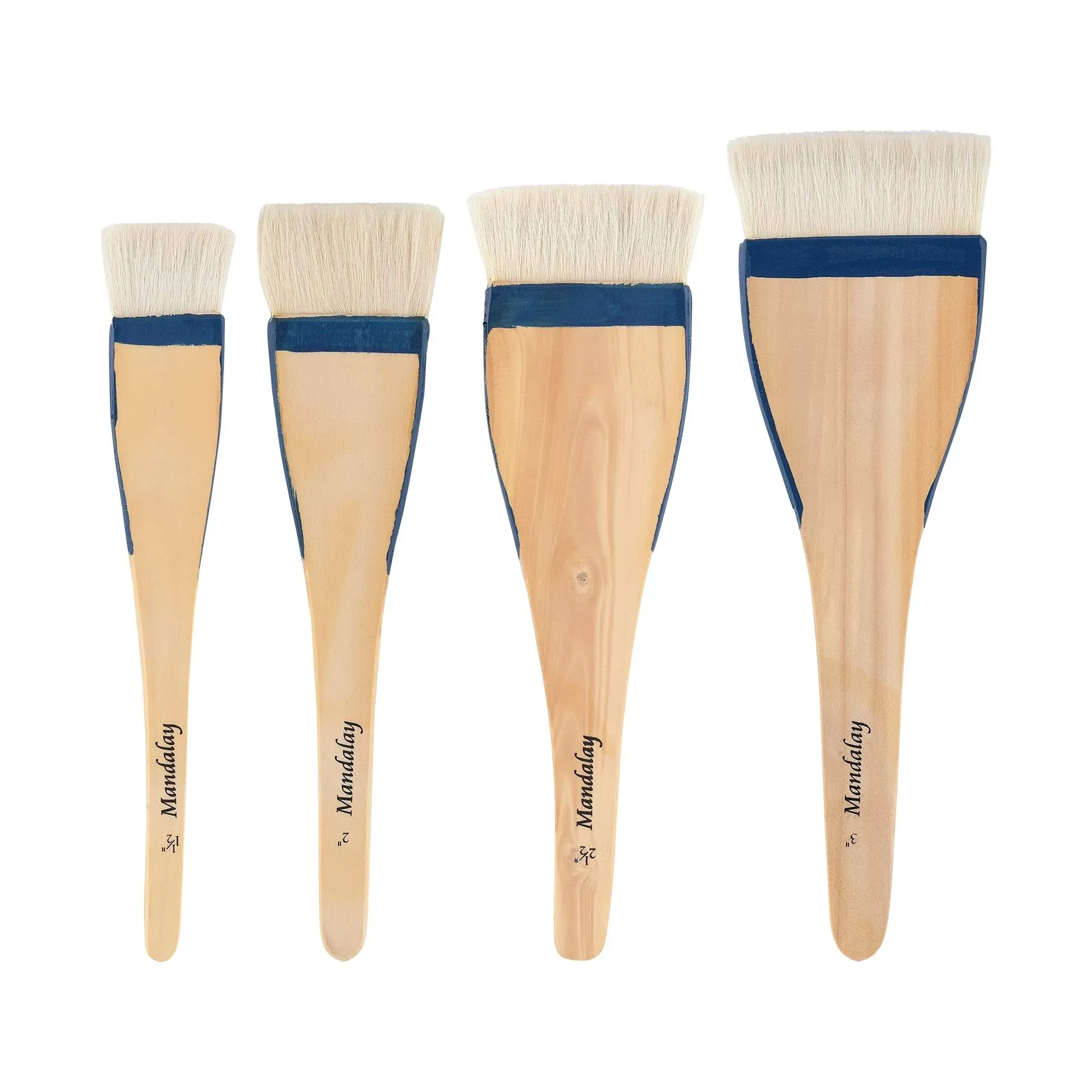 Creative Mark Mandalay Artist Goat Hair Hake Brush, Super Soft Hair for Holding Color for Large Surface CoverageSet of 4