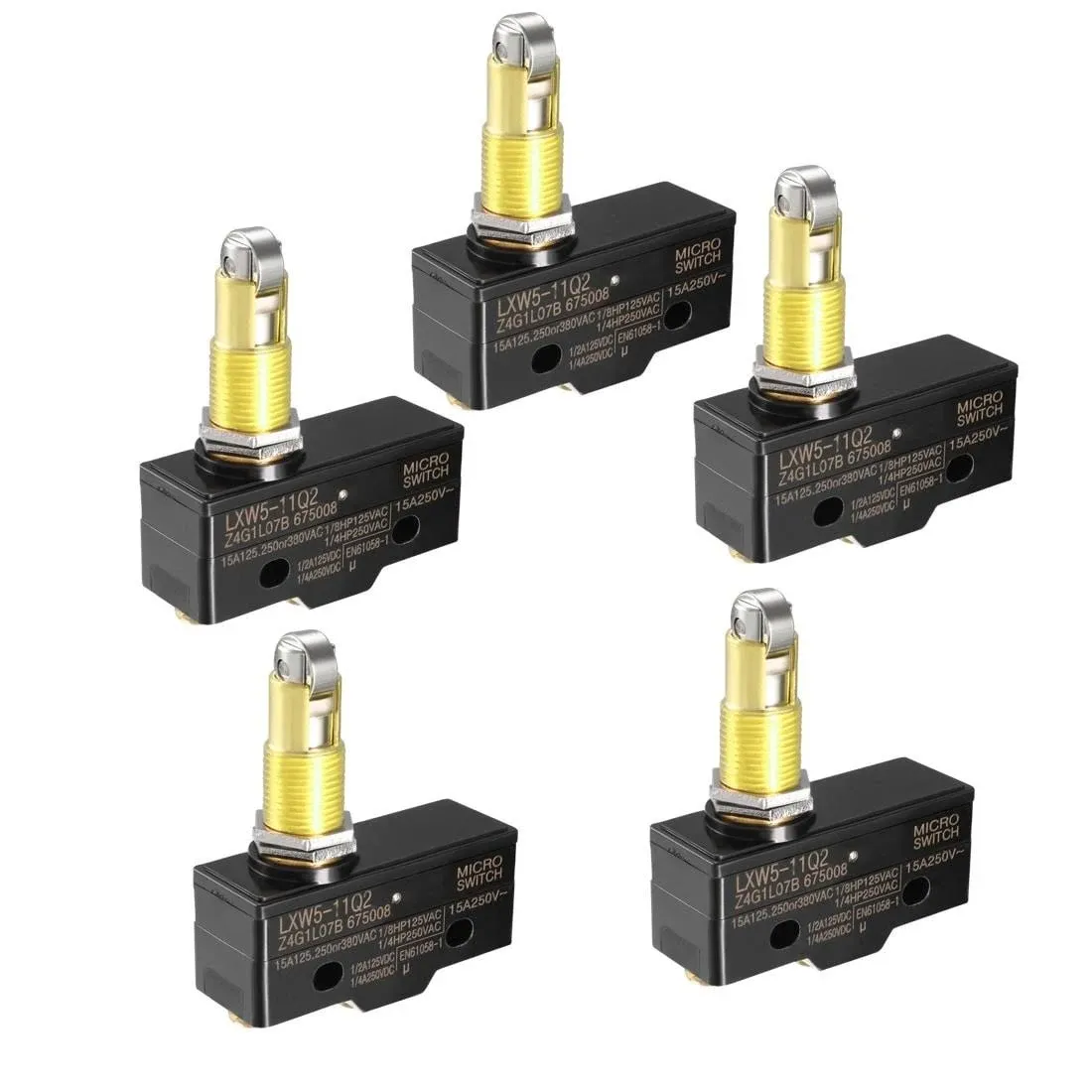 5pcs LXW5-11Q2 1NO + 1NC Panel Mount Roller Plunger Miniature Micro Switches | Harfington