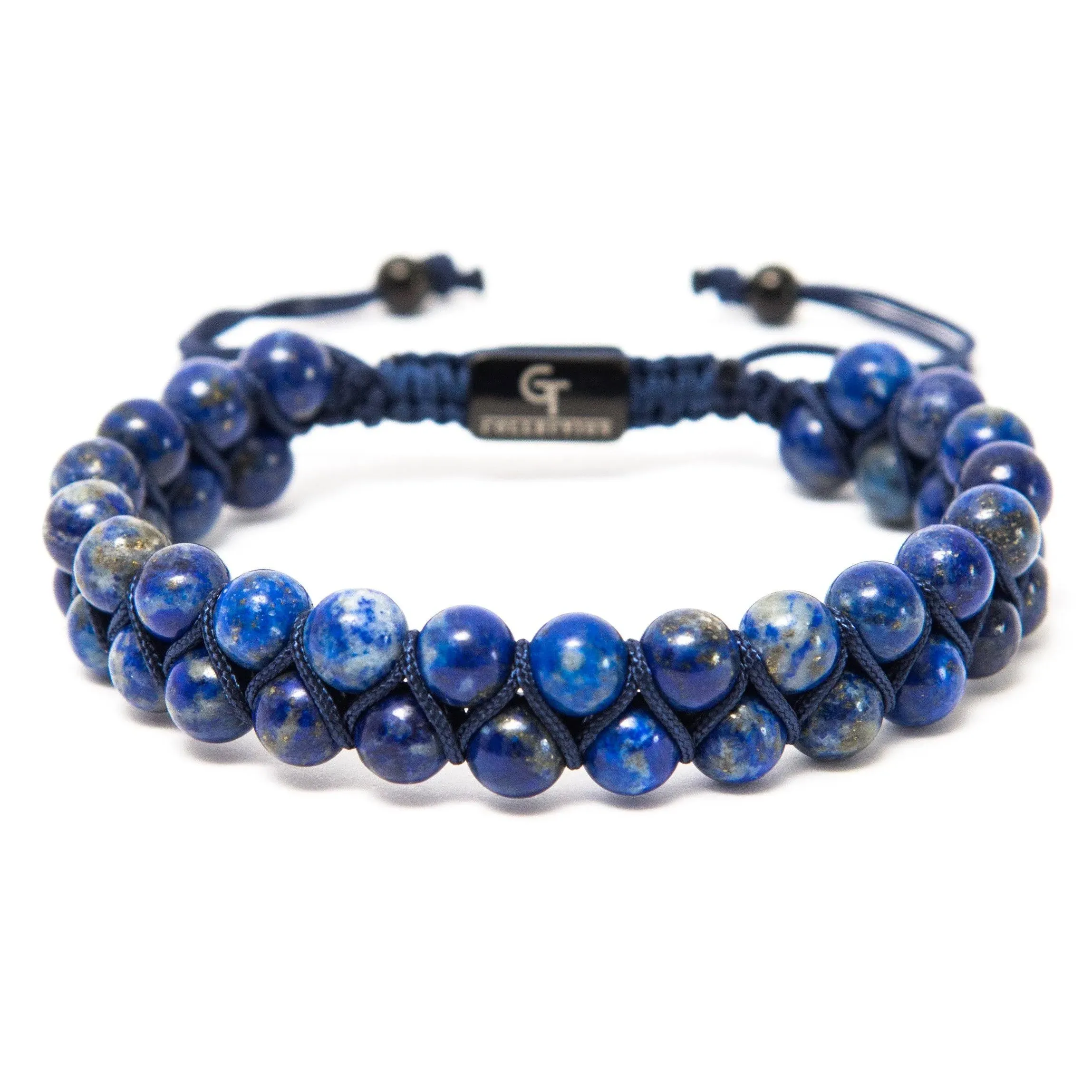 Men's Double Beaded Bracelet - Used for Its Grounding Effects – 100% Natural Wrapped - Adjustable Gemstones Beaded Bracelet for Men’s