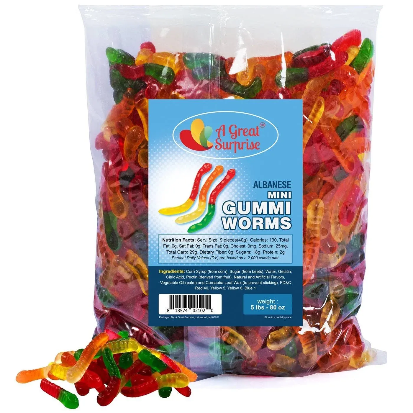 Gummy Worms Bulk - Mini Gummi Worms , Bulk Candy Gummies 5 lb