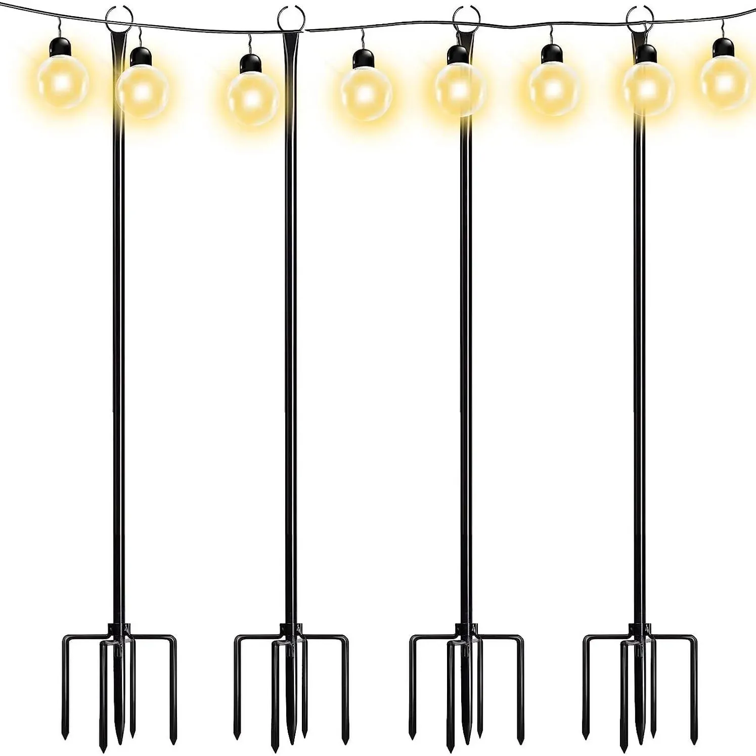 WaLensee 9.4 FT String Light Poles with Hook for Hanging String Lights for