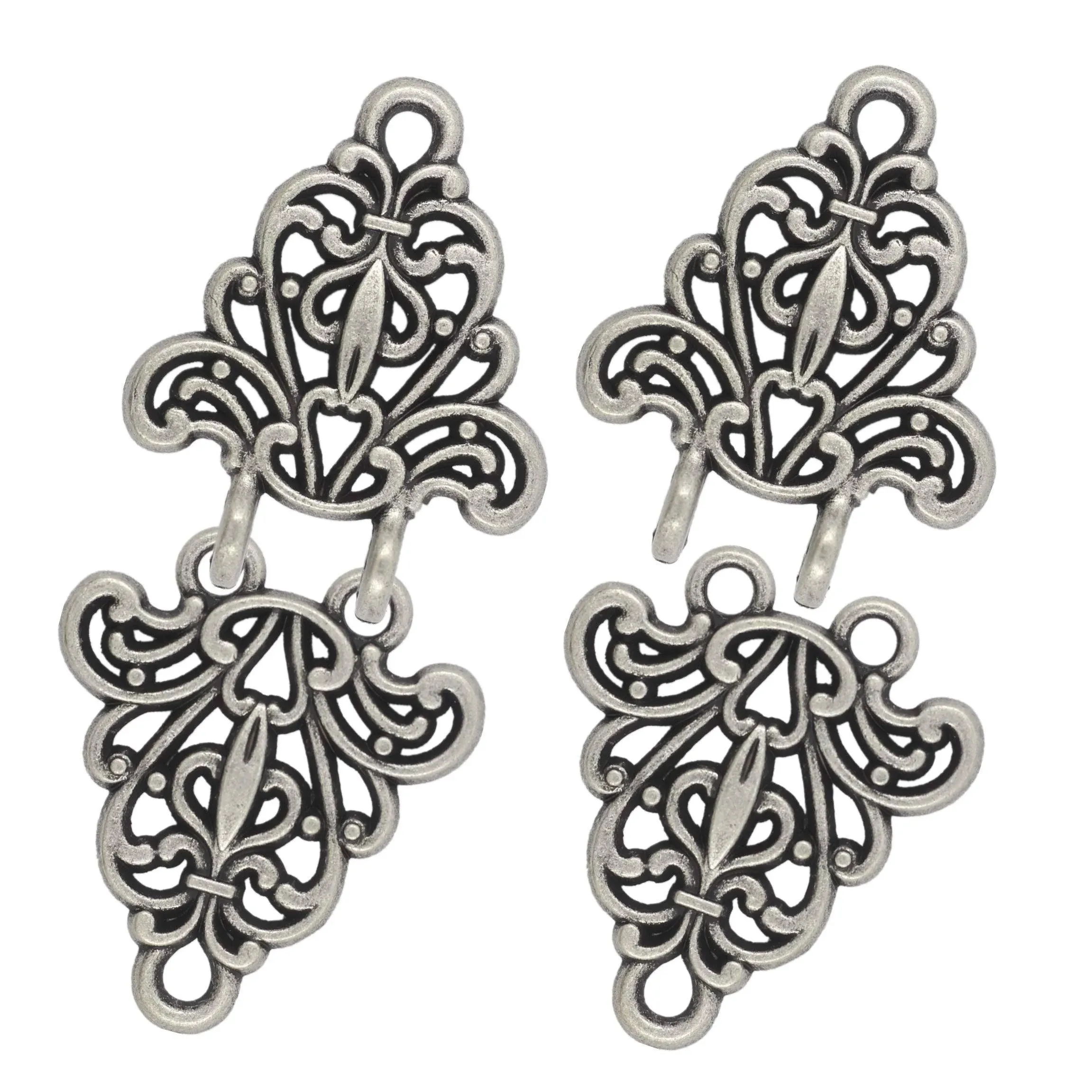 Bezelry Filigree Trivet Hook and Eye Cloak Clasp Fasteners Pack of 4 Pairs 64...