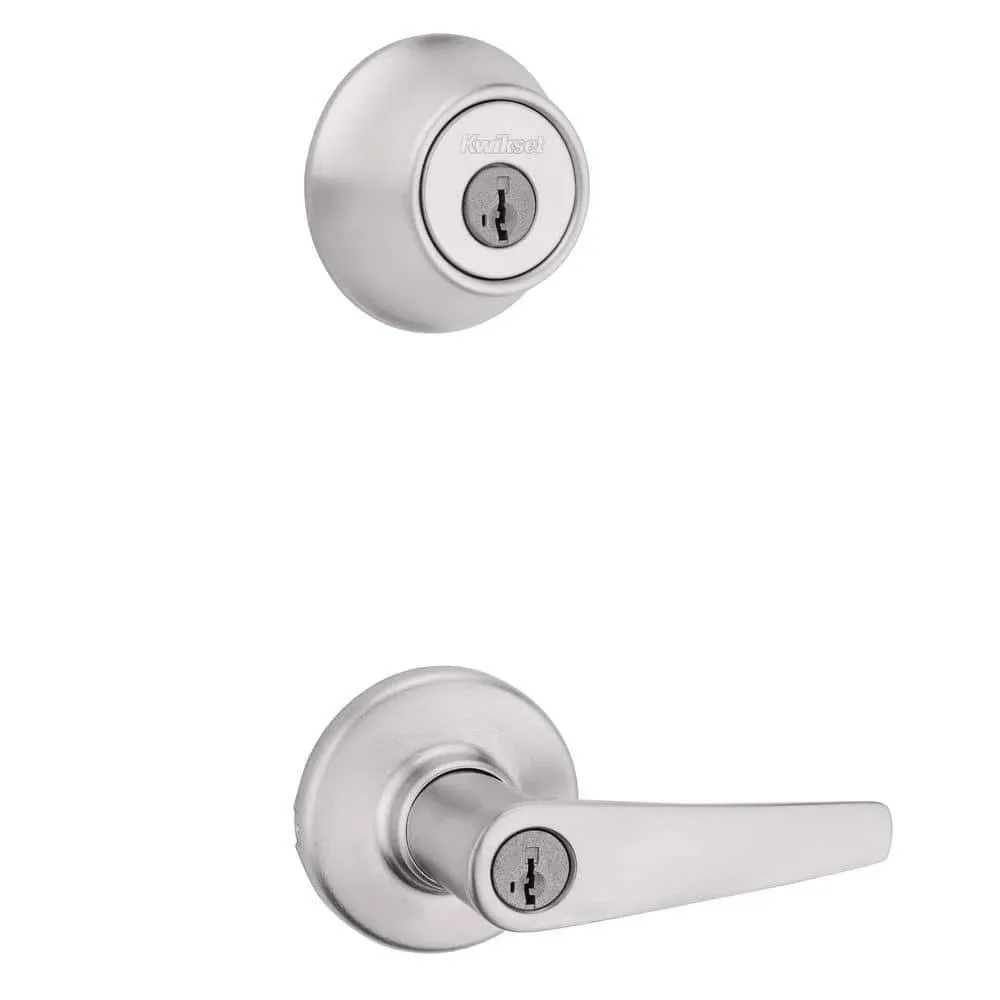 Kwikset Door Knob Exterior Smart Key Security Round Metal Satin Chrome Combo Pk