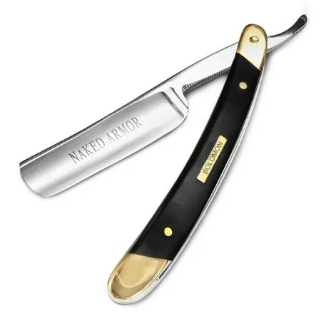 Naked Armor Japanese Steel & Algum Wood Straight Razor Shave-Ready Black