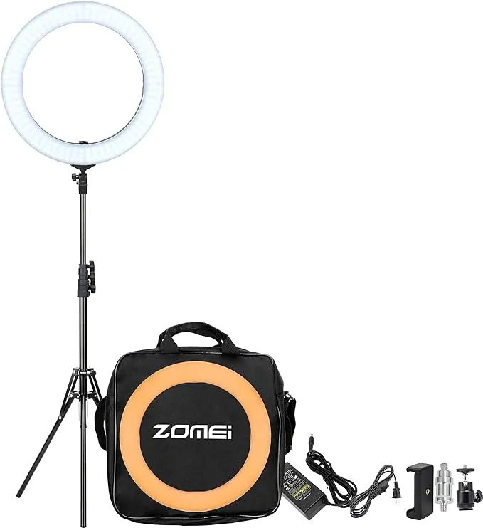 18 Inch Ring Light with Tripod Stand Dimmable 58W 5500K LED Circle Light