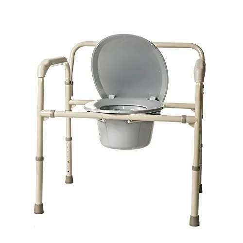 HEALTHLINE Heavy Duty Commode Bariatric, Medical Bedside Folding Bariatric Commode Chair Toilet for Elderly Seniors Disabled, Wide, 650 lbs, Gray