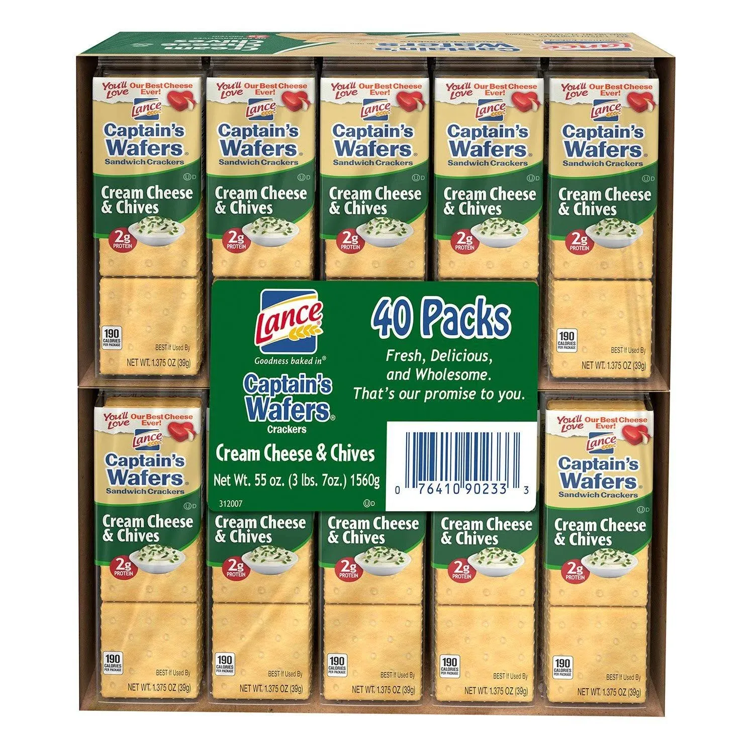 lance captain&#039;s wafers cream cheese &amp; chives crackers, 10 packs