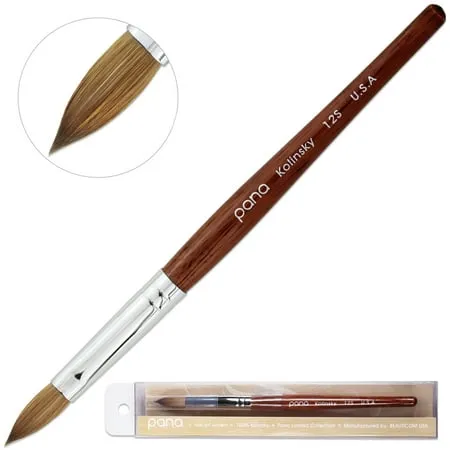 Pana USA Acrylic Nail Brush 100% Pure Kolinsky Hair Mahogany Wood Handle with Silver Ferrule Oval Shaped Style (Size # 12 Mahogany)