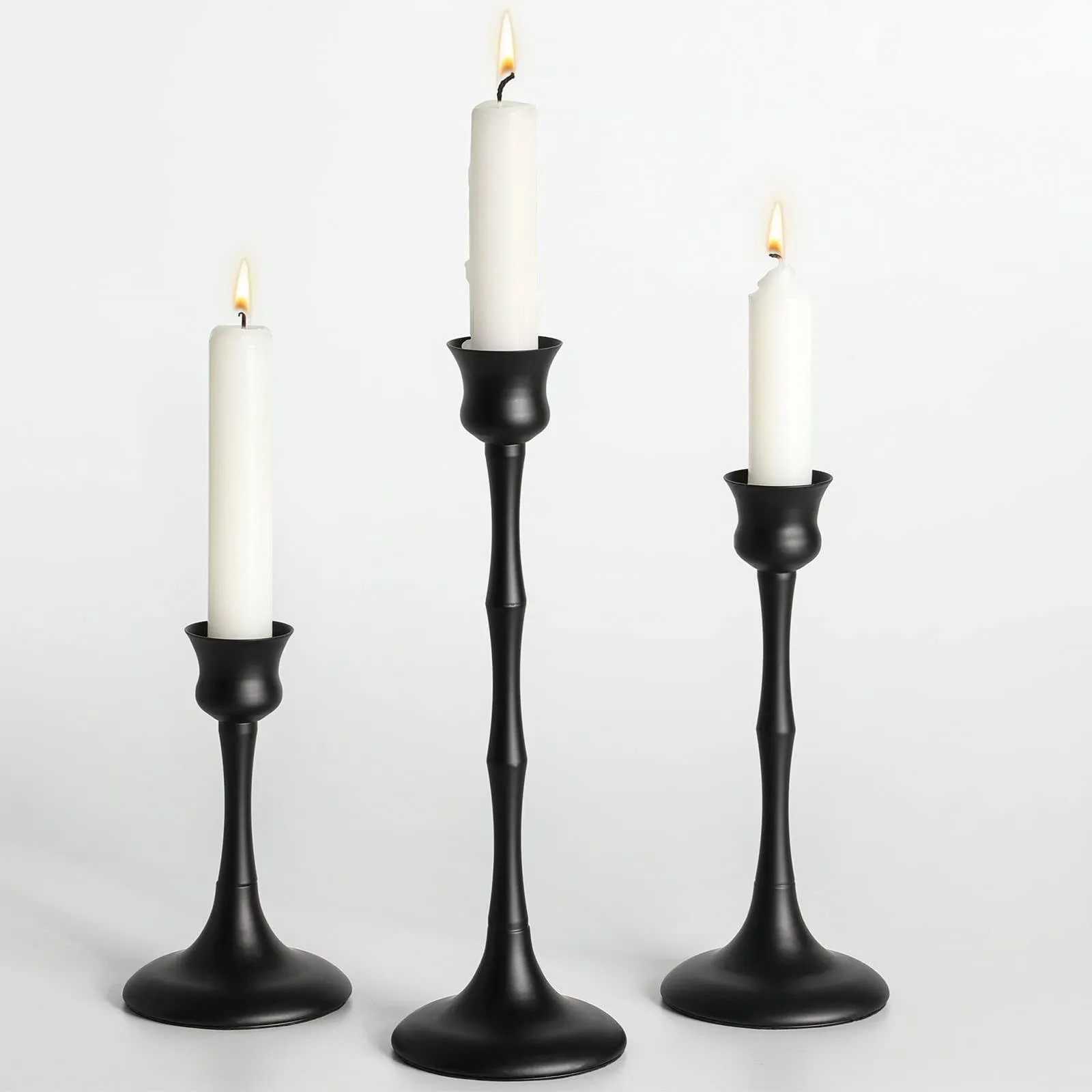 HB Design Co. Matte Black Candle Holders Set of 3