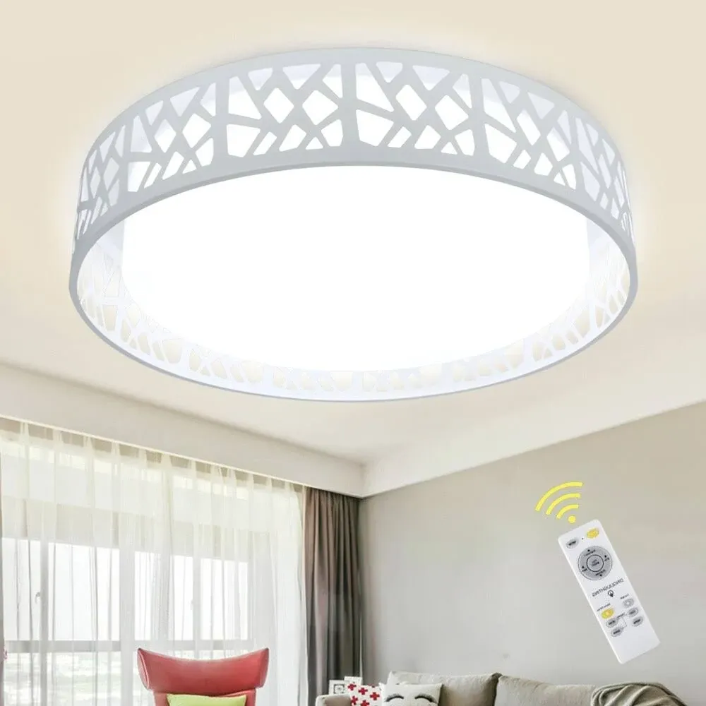 Depuley 18.5" Modern Ceiling Light with Remote and White Round Flush Mount