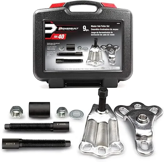 Powerbuilt Master Hub Puller Tool Set, Remove and Install Car Wheel Hubs and Axels, Ford and Mercury, Front-Wheel or Rear-Wheel Vehicles - 648608