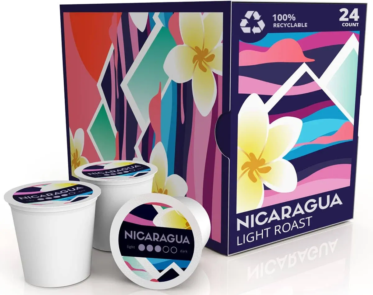 Atlas Coffee Club - Light/Medium Roast K Cup Pods - Nicaragua, 100%... 