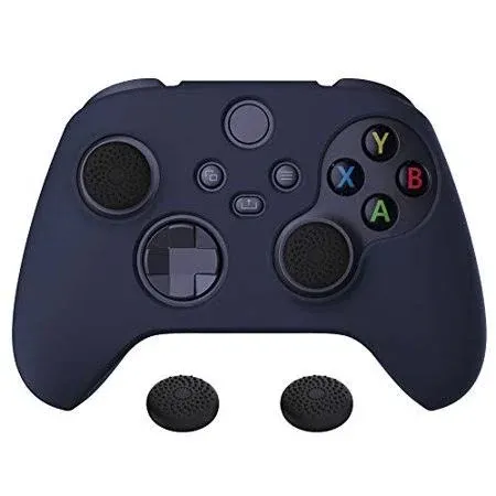 PlayVital Midnight Blue Pure Series Anti-Slip Silicone Cover Skin for Xbox Series X Controller, Soft Rubber Case Protector for Xbox Series S Controller with Black Thumb Grip Caps - BLX3003