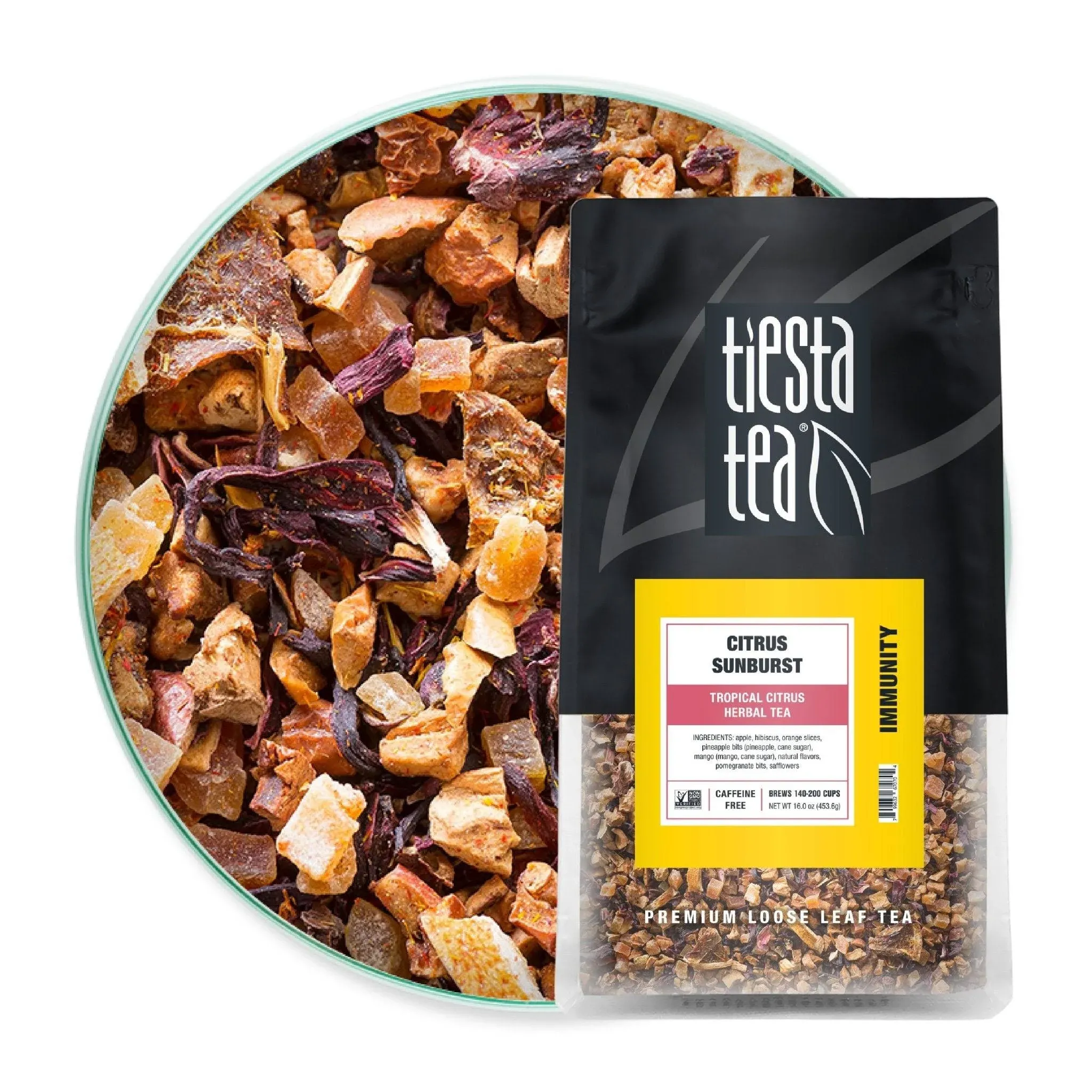 Tiesta Tea - Citrus Sunburst | Tropical Citrus Herbal Tea | Premium Loose Leaf Tea Blend | Non-Caffeinated Fruit Tea | Make Hot or Iced Tea & Brews Up to 25 Cups - 2.1 Ounce Resealable Pouch