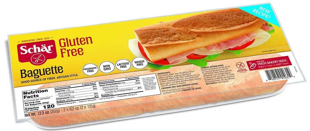 Schär Gluten Free Baguette, 2-Count, 6-Pack