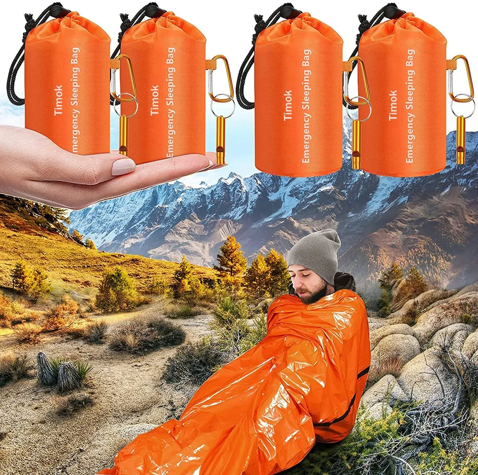 Emergency Sleeping Bags Thermal-Emergency-Blankets Ultralight Space Blankets Survival Waterproof Bivy Sack Multi-Purpose Survival Gear for Hiking, Camping, First Aid Kits, Outdoor Survival Gear