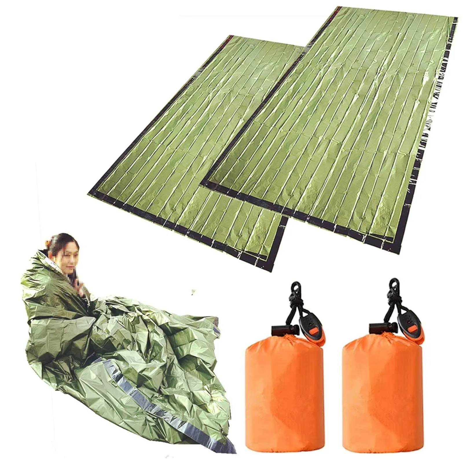 2pcs Emergency Sleeping Bag, Lightweight Survival Sleeping Bags Thermal Bivvy...