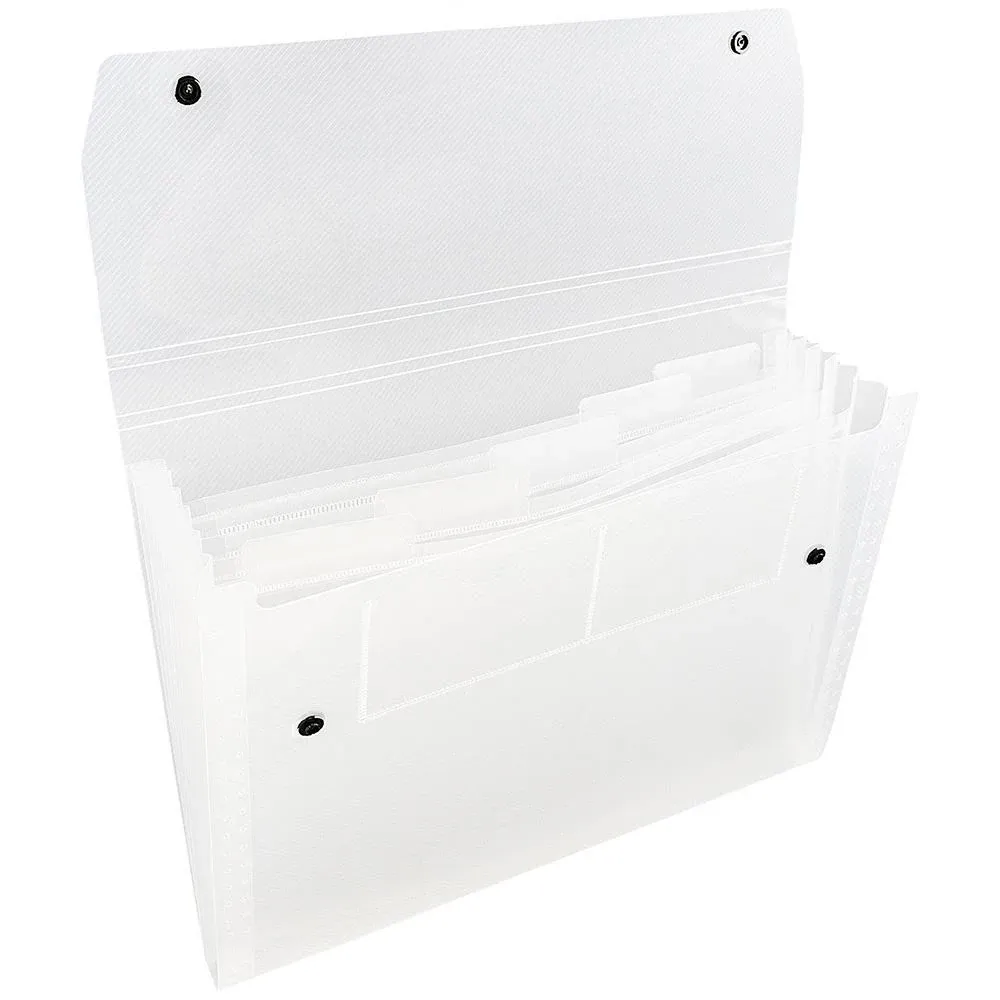 Jam Paper 9" x 13" 6 Pocket Plastic Expanding File Folder with Snap Closure - Letter Size - Clear