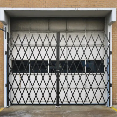 VEVOR Double Folding Security Gate, 63.39" H x 122" W Folding Door Gate, Steel Accordion Security Gate, Flexible Expanding Security Gate, 360° Rolling Barricade Gate, Scissor Gate or Door with Keys