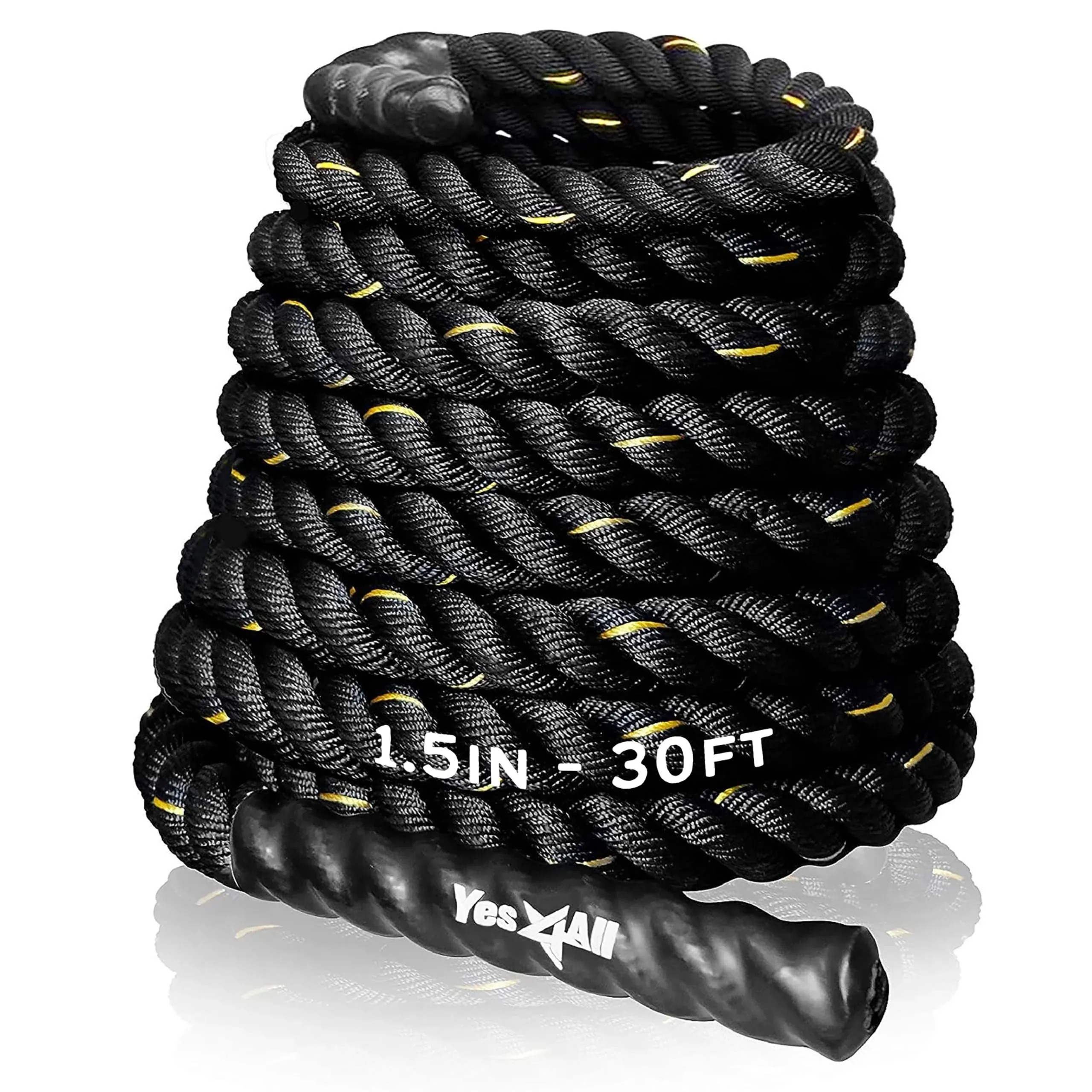 Yes4All 1.5/2 Inch Battle Ropes with Extra Protective Sleeve, Workout Ropes for Cross-Training Home Gym & Fitness Exercises, Strength Training - 30,40,50 Feet Lengths Available