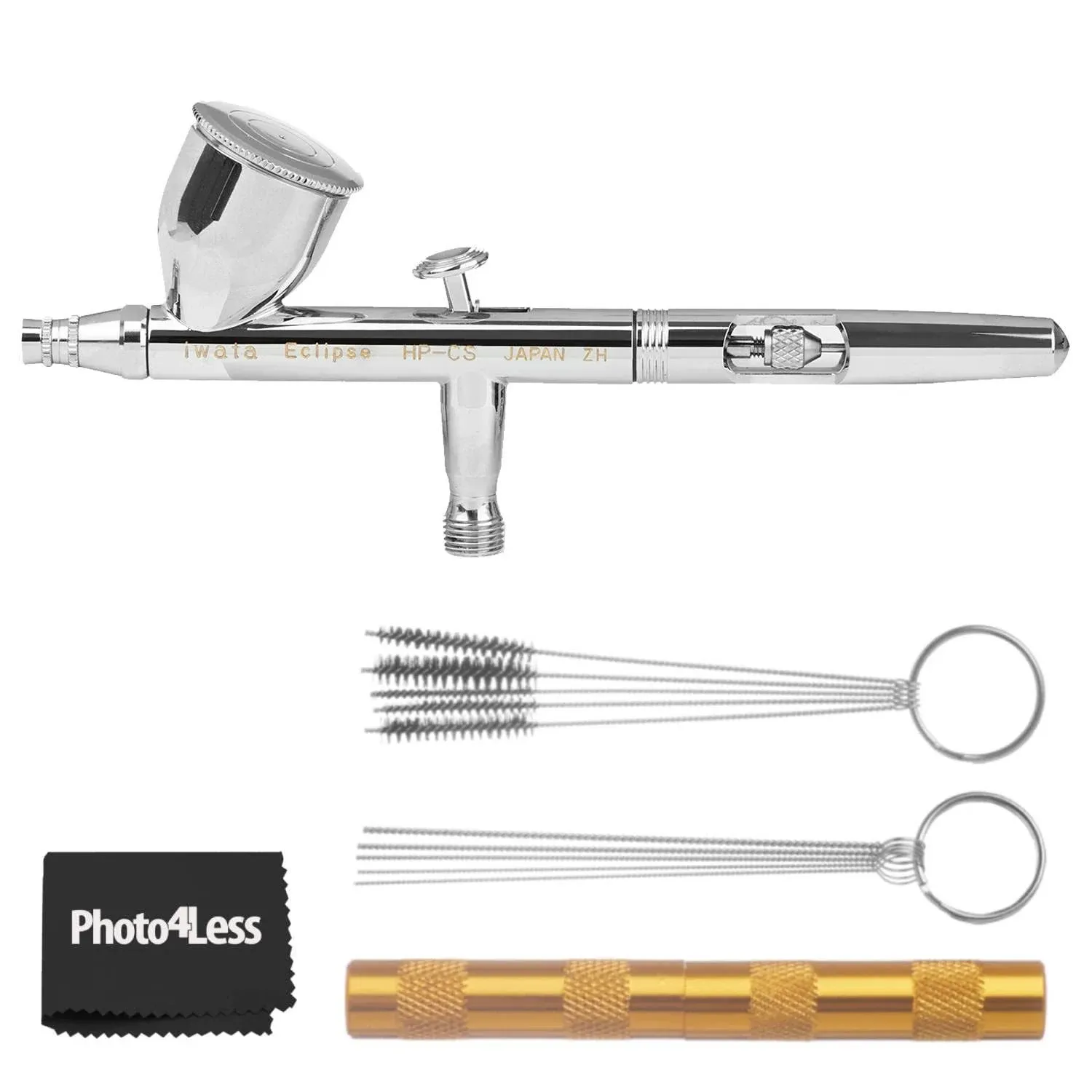 Iwata Medea Eclipse HP-CS Gravity Feed Dual Action Airbrush + 3 Piece Airbrush Spray Cleaning Repair Tool