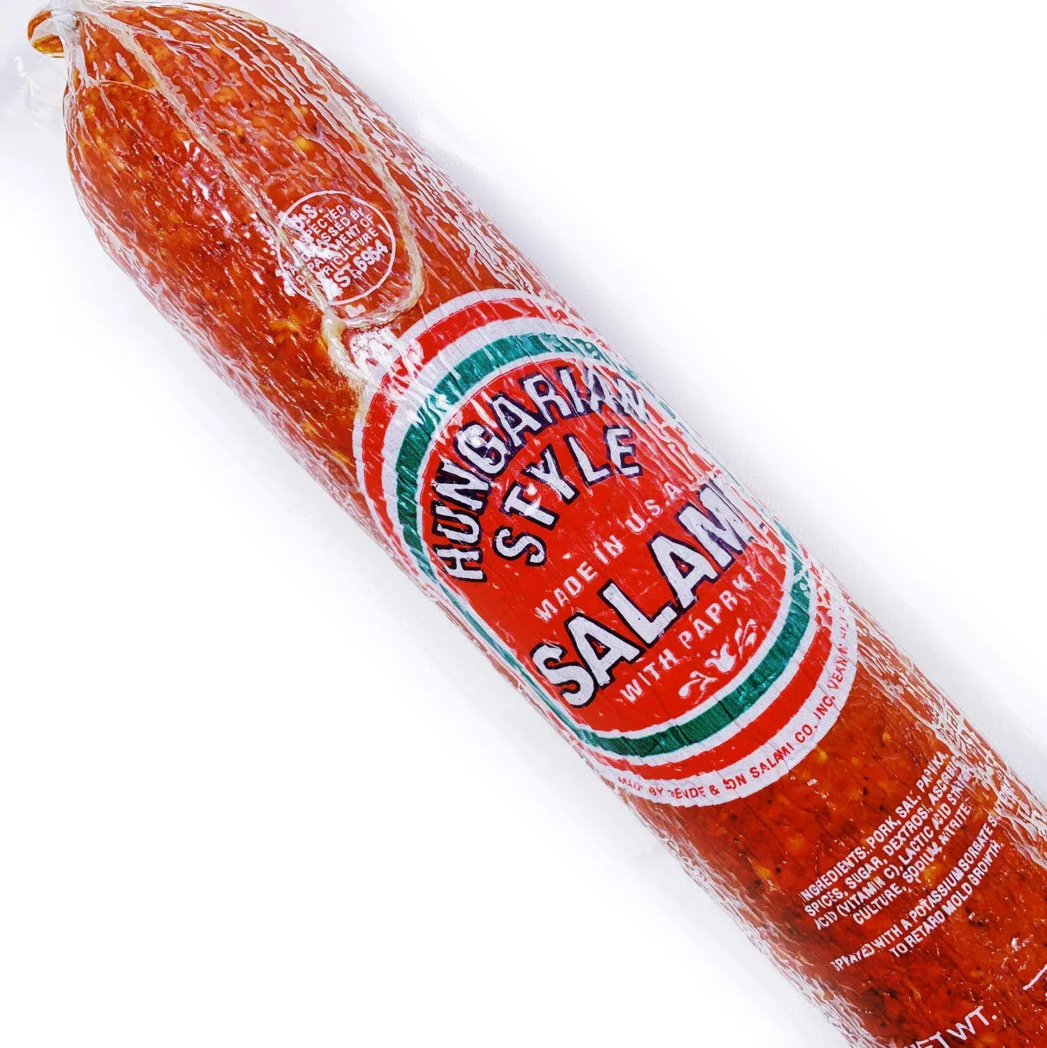 Hungarian Style Csabai Salami with Paprika Dry Aged Pork Sausage Teli Long by Bende 2 lb.