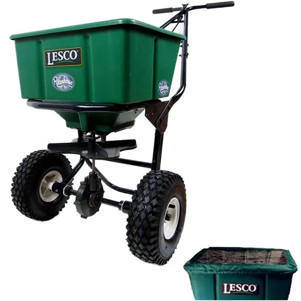 Lesco 50 Lb. Push Spreader 092807 with Hopper Cover (Bundle, 2 Items)