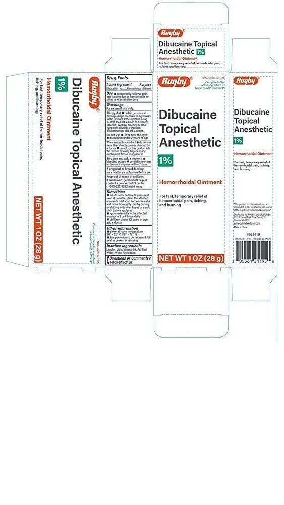 Rugby 00536121195 Dibucaine Hemorrhoidal Ointment 1% 1 oz. (Pack of 2)