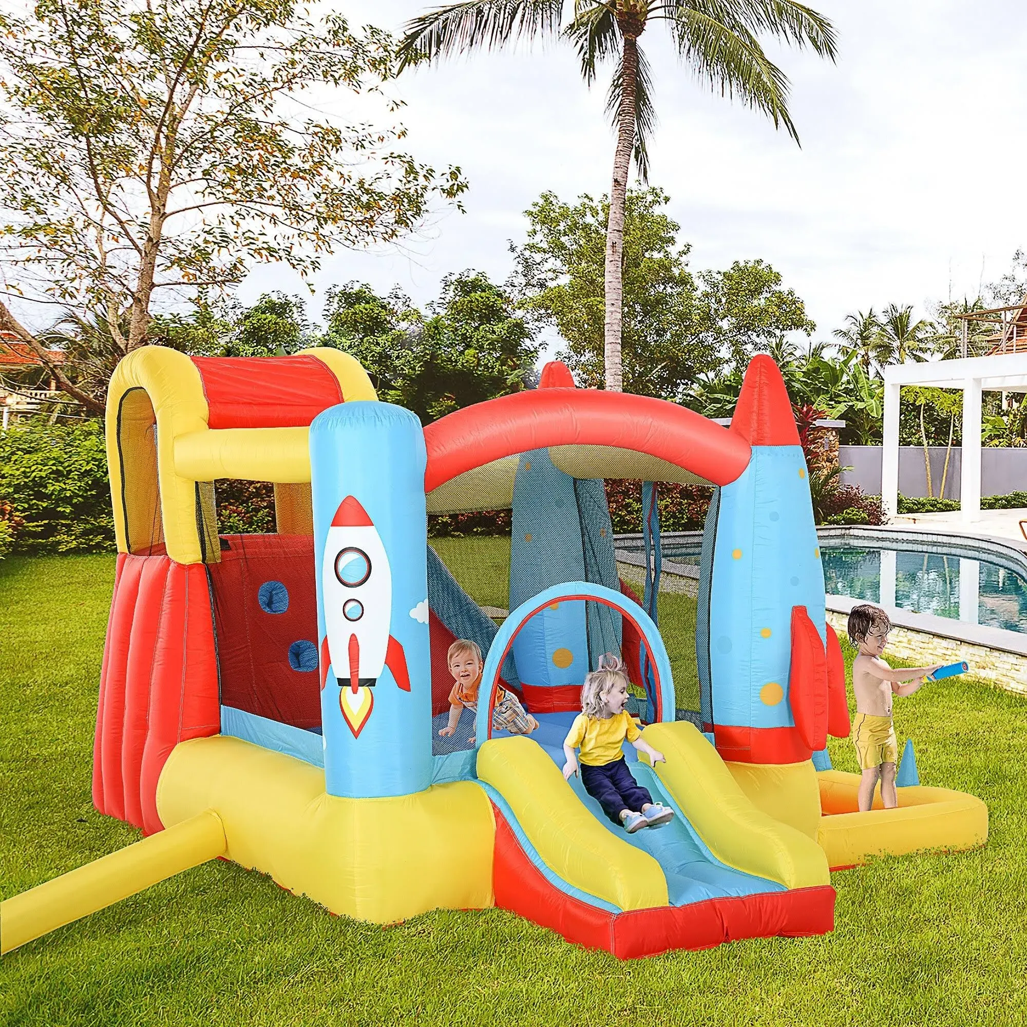 10.8&#039; x 8.7&#039; x 6.1&#039; Outdoor Inflated Castle for Climbing Sliding &amp; Bouncing