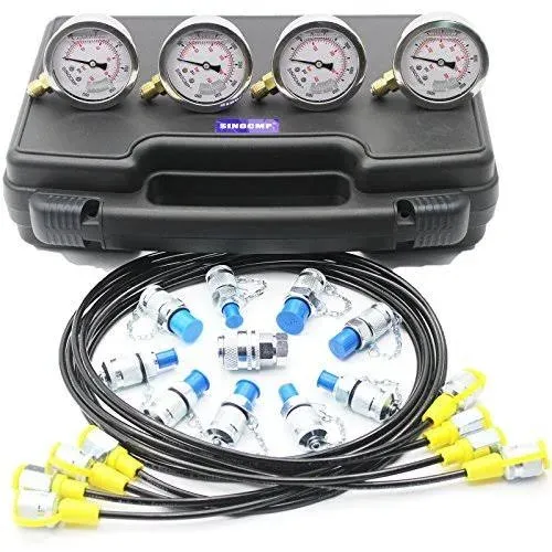 Hydraulic Pressure Gauges Kit - SINOCMP Upgraded Version Excavator Hydraulic ...