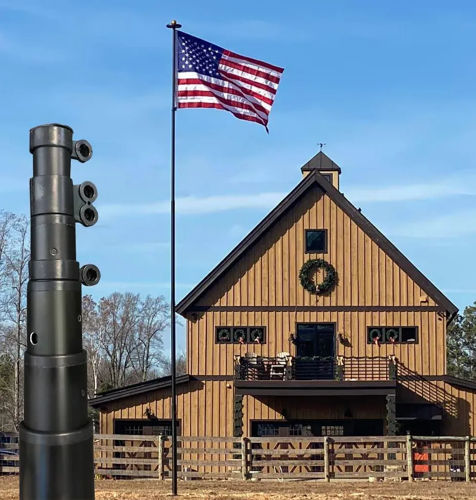 (Bundle) 20' or 25' Delta Telescoping Flagpole Bundle Freedom Edition Black (Pole, Light & Flash collar) Bundle 25' Telescoping Flagpole Kit Freedom