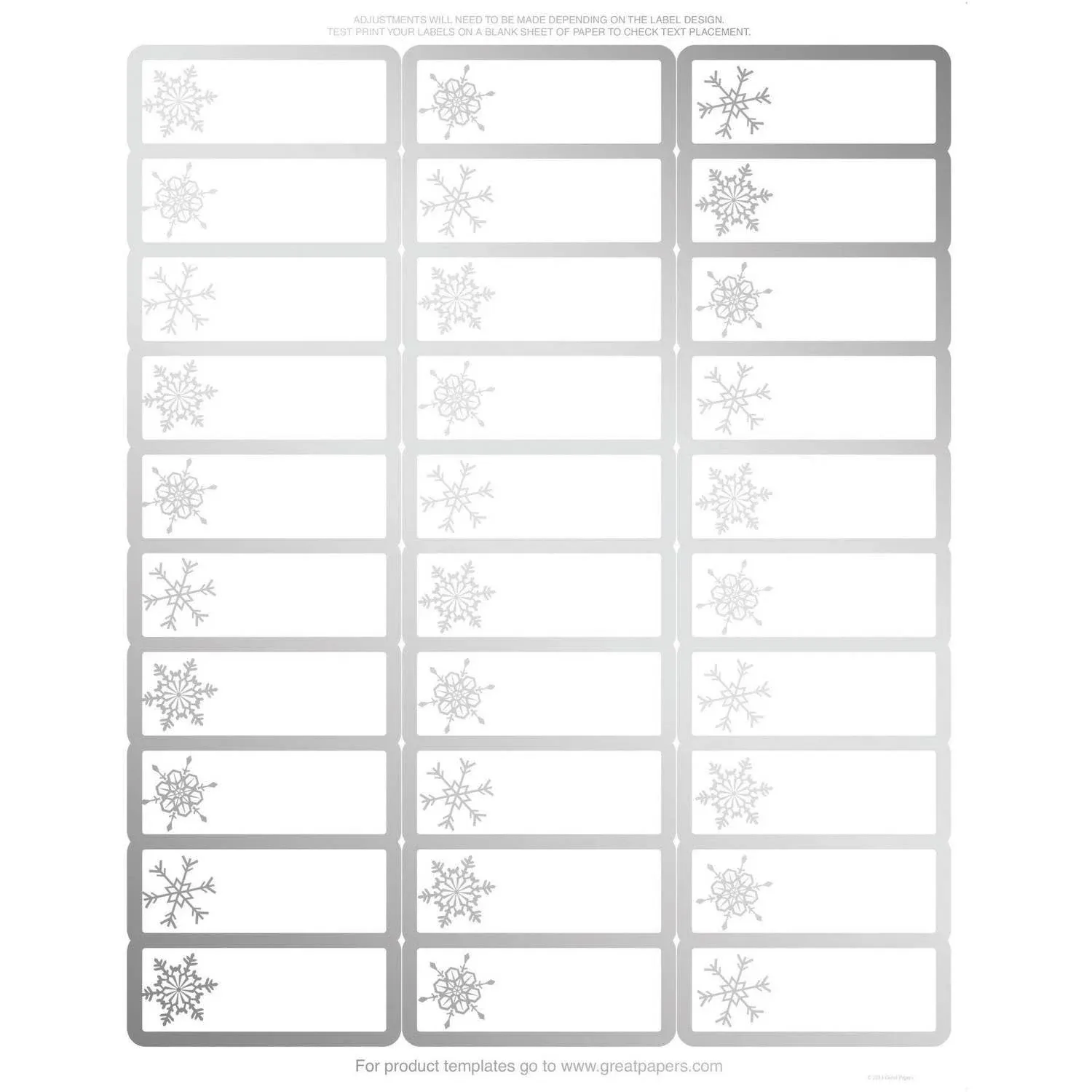 Great Paper Silver Snowflakes Foil Address Labels, 120-Pack