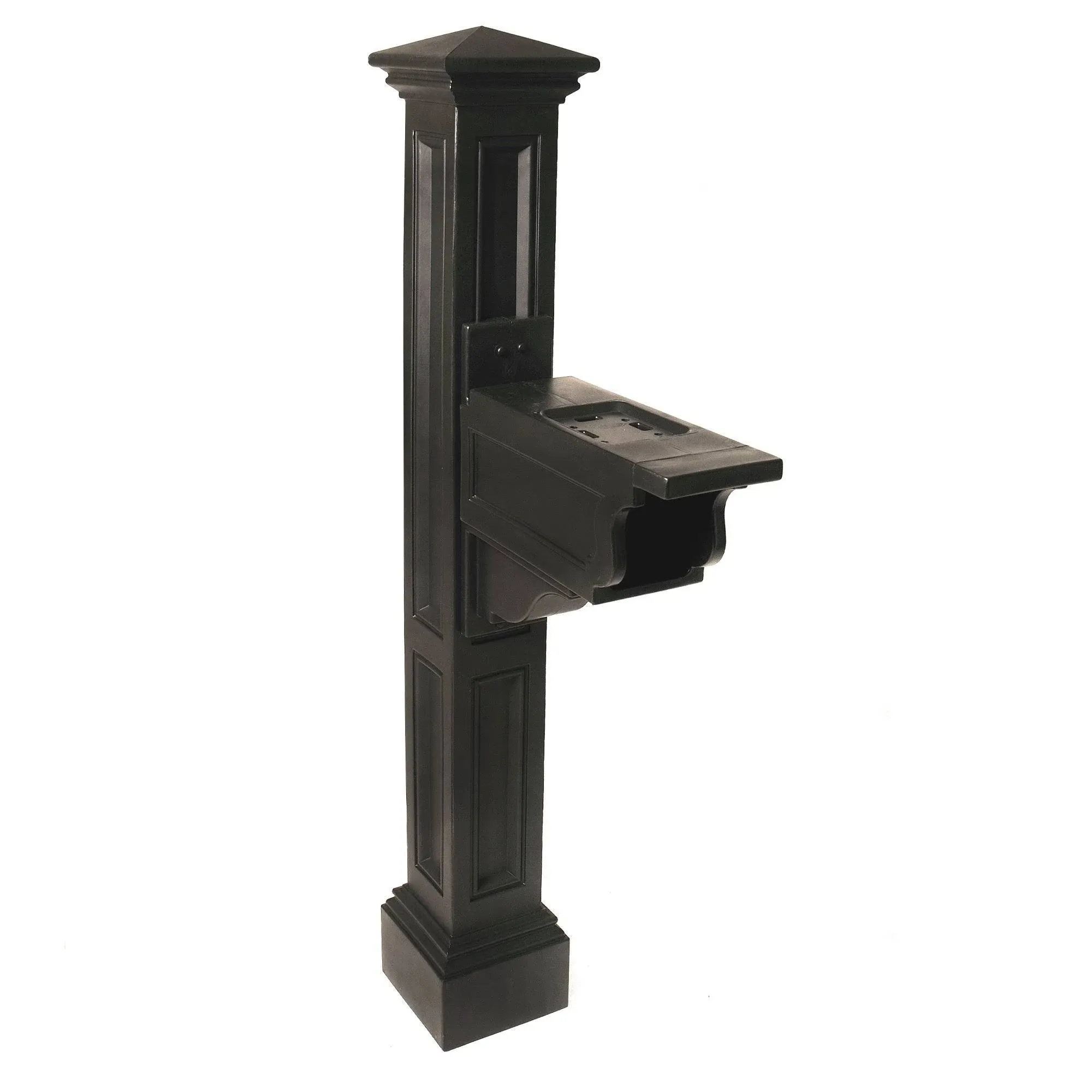 Mayne Arm Mount Black Polyethylene and Plastic Mailbox Post