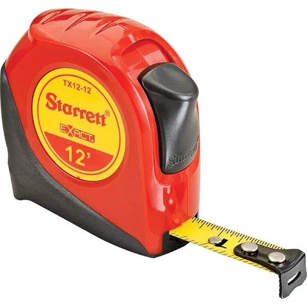 Starrett 25&#039; Tape Measure 1&#034; Wide with Belt Clip ABS Red Case KTX1-25-N