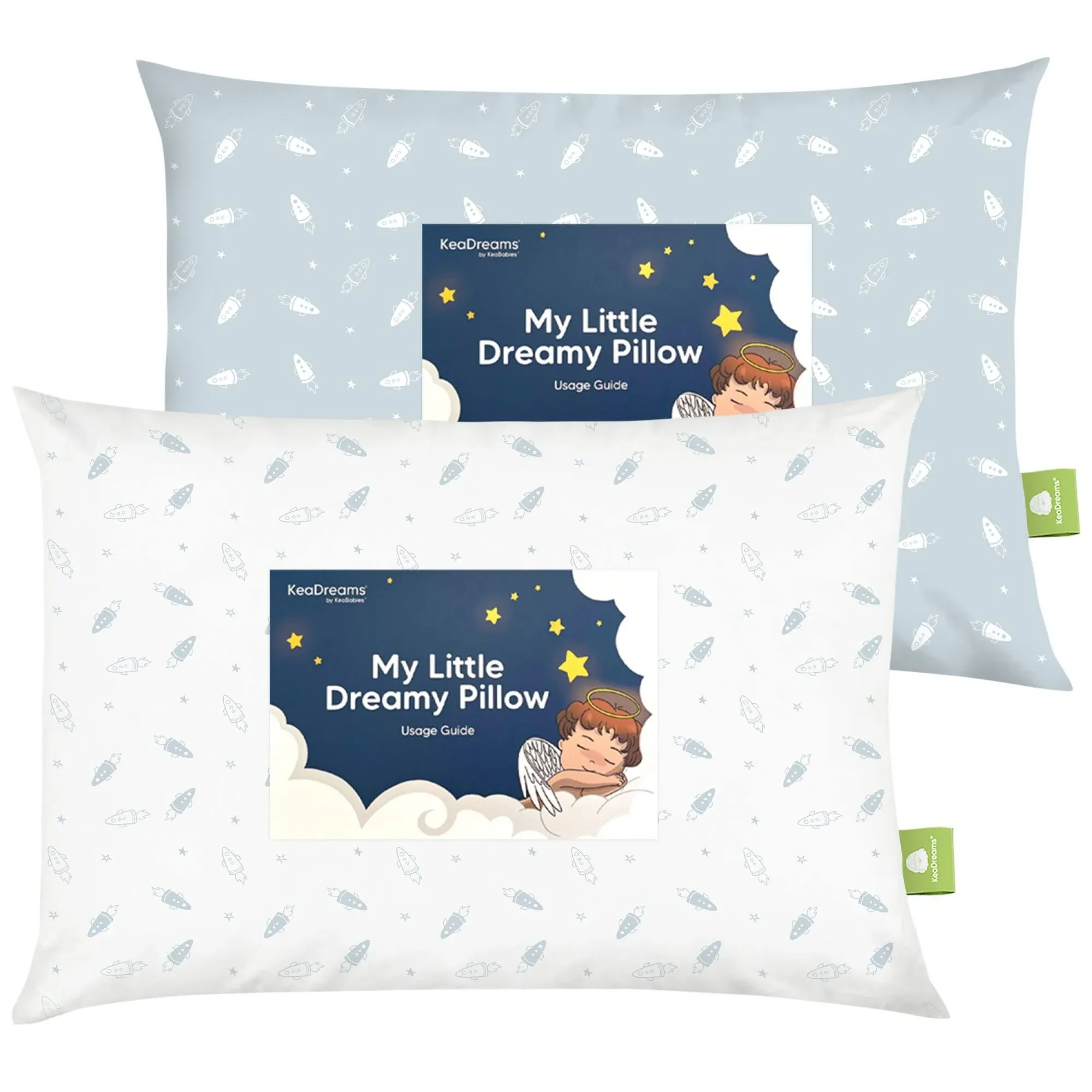 2-Pack Toddler Pillow - Soft Organic Cotton Toddler Pillows for Sleeping - 13X18 Small Pillow for Kids - Kids Pillows for Sleeping - Kids Pillow for Travel, School, Nap, Age 2 to 5 (Spacecrafts)2-Pack Toddler Pillow - Soft Organic Cotton Toddler Pillo…