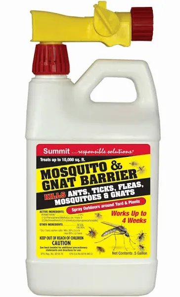 Summit 010-6 Mosquito and Gnat Barrier, Liquid, Slight Chemical, 32 oz Spray Bottle Translucent Yellow/White