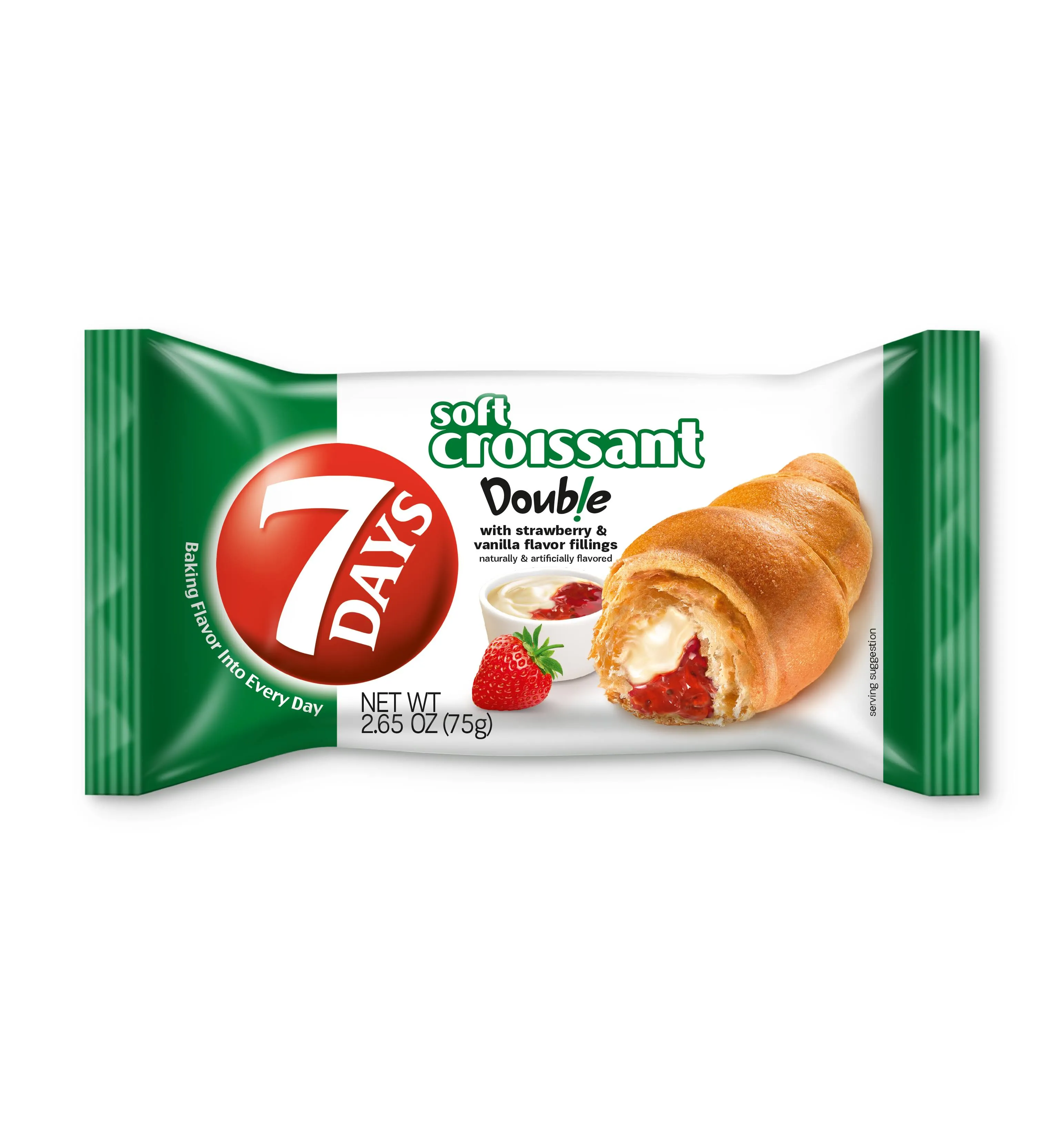 7Days Soft Croissant, Strawberry Vanilla Filling, Perfect Breakfast Pastry or Snack, Non-GMO (Pack of 24)