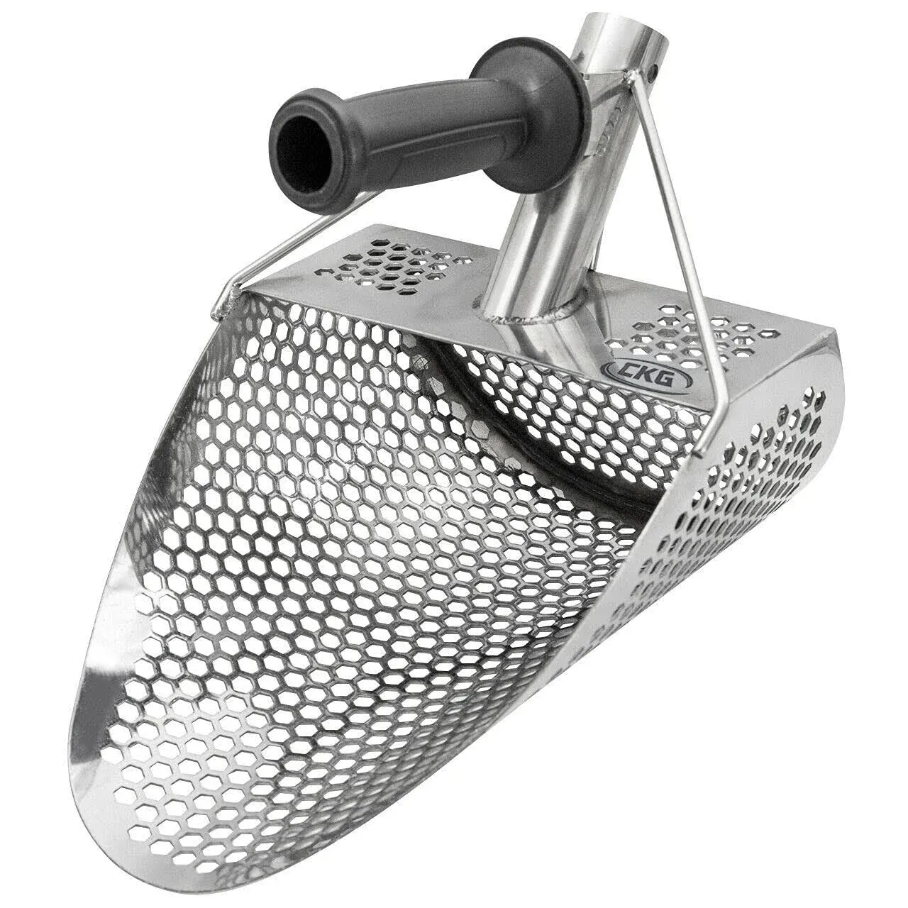 CKG Sand Scoop for Metal Detecting Beach Detector Shovel with Hexahedron 7 mm Holes Stainless Steel Scoops Sifter for Treasure Hunting