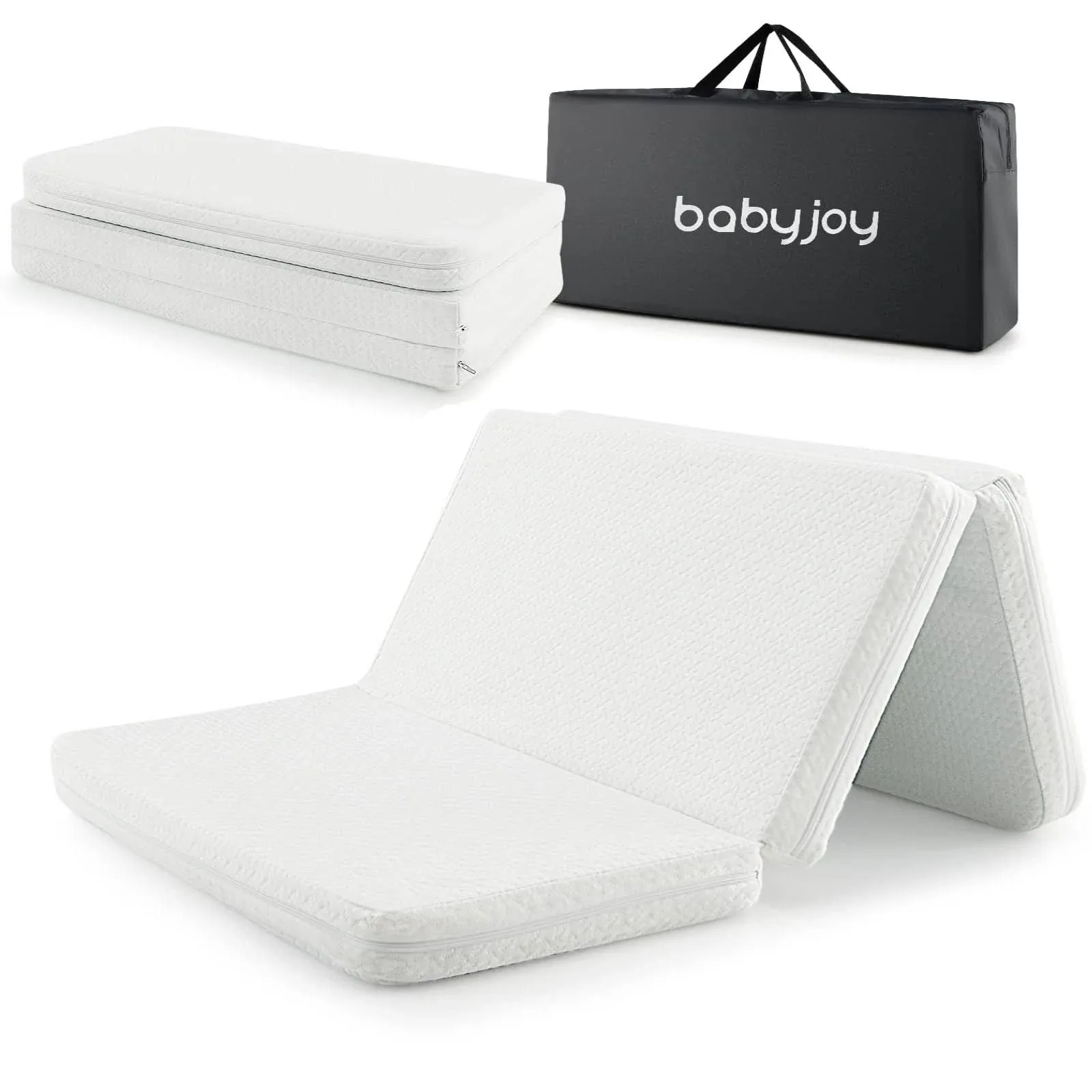 BABY JOY Pack and Play Mattress Pad, Dual Sided Foldable 38''x26'' Baby Mattress w/Carrying Bag