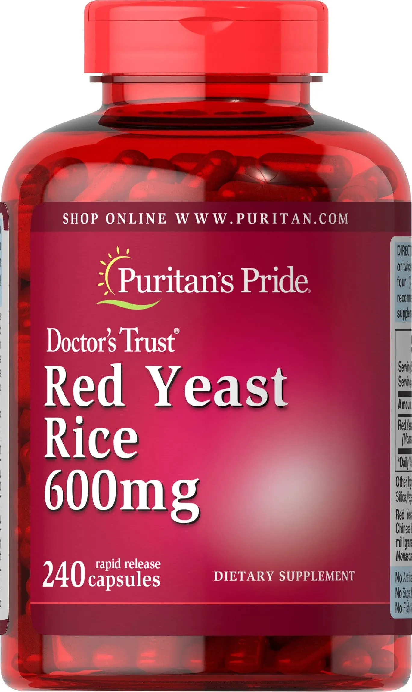 Puritan's Pride Red Yeast Rice 600 MG-240 Capsules